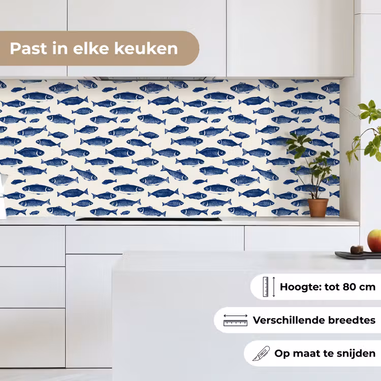 Keuken achterwand - Vissen - Patroon - Blauw - Wit — 7
