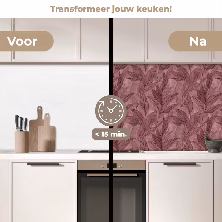 Keuken achterwand - Bladeren - Patroon - Paars — 3