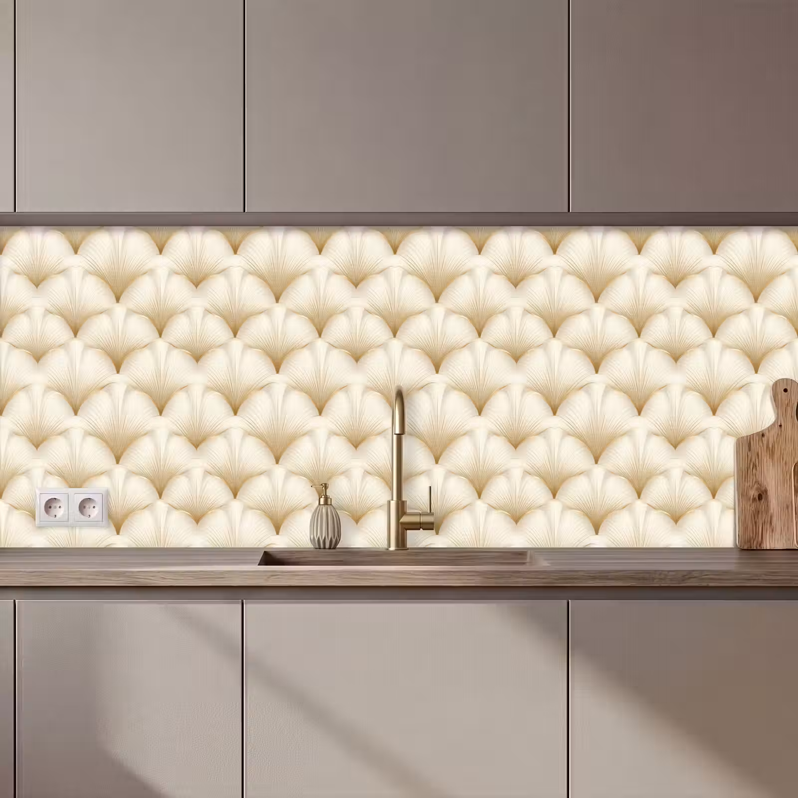 Keuken achterwand - Waaier - Motief - Goud — 1