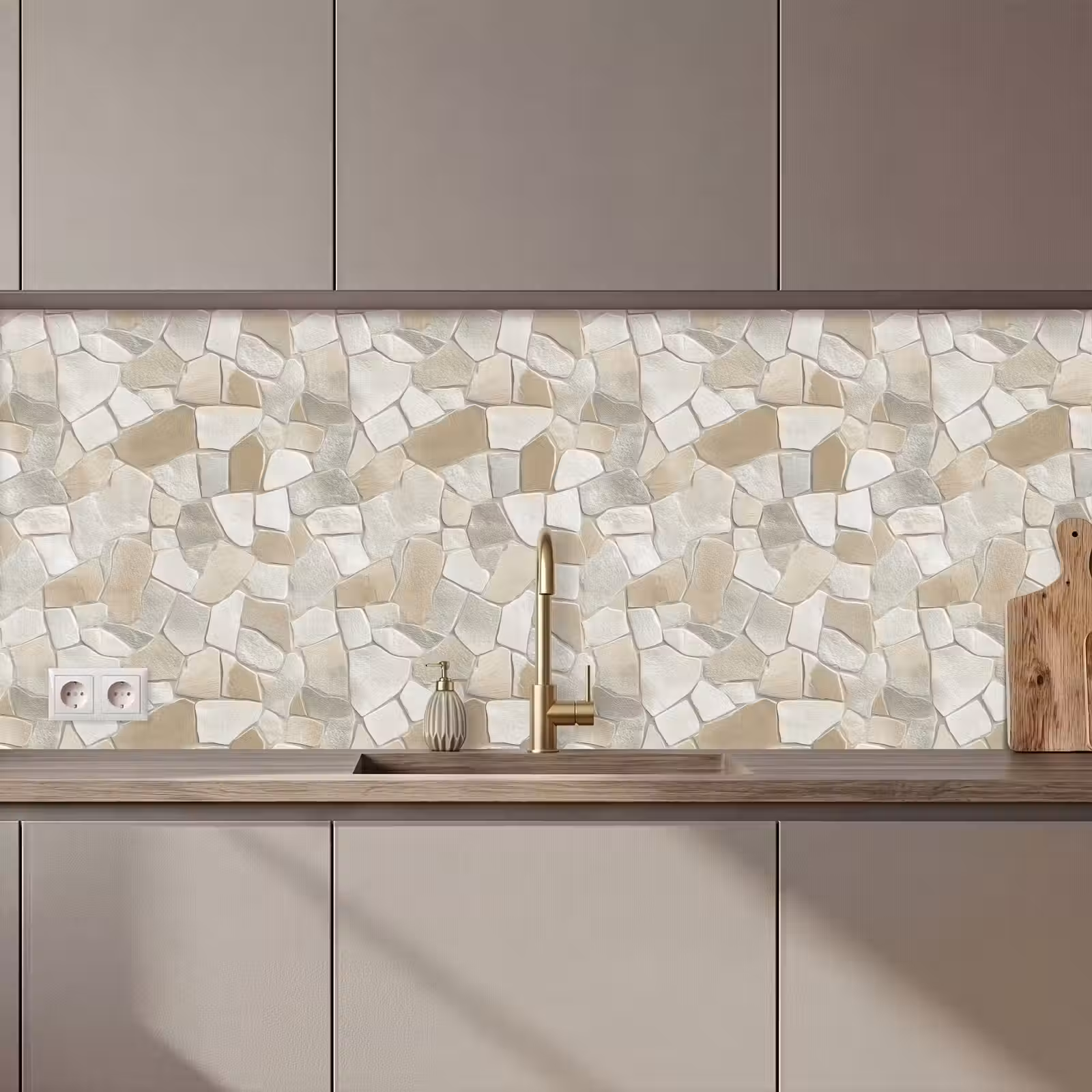 Keuken achterwand - Mozaïek - Stenen - Beige — 1