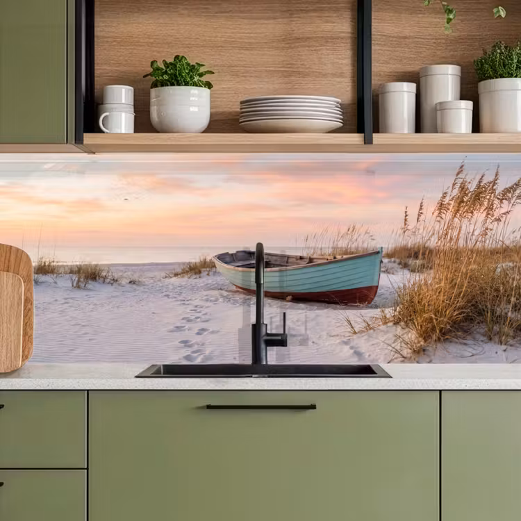 Keuken achterwand - Rustiek - Roeiboot - Zandstrand — 8