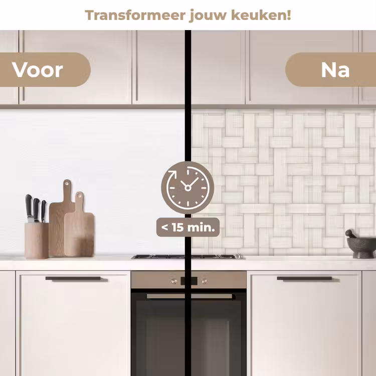 Keuken achterwand - Vlechtwerk - Banen - Beige — 3