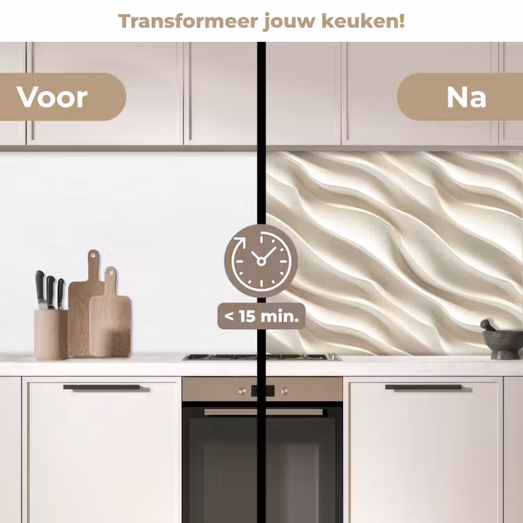 Keuken achterwand - Diagonaal - Golven - Crème — 3