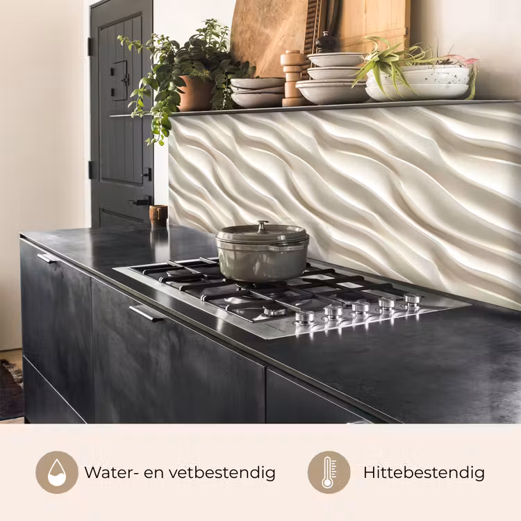 Keuken achterwand - Diagonaal - Golven - Crème — 5