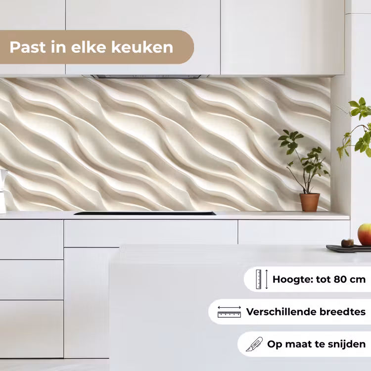 Keuken achterwand - Diagonaal - Golven - Crème — 7