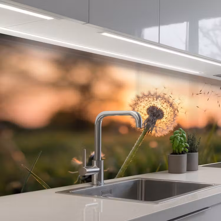 Keuken achterwand - Paardenbloem - Zonsondergang - Veld — 2