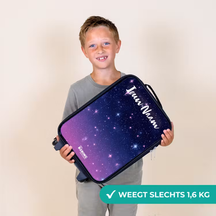 Kinderkoffers met naam - Sterren - Galaxy - Blauw - Roze — 3