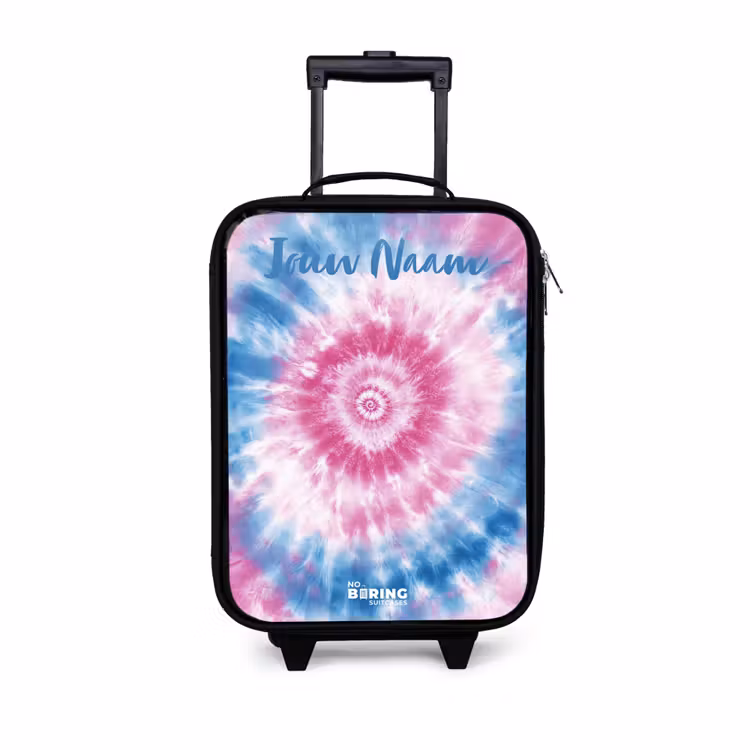 Kinderkoffers met naam - Tie dye - Abstract - Blauw - Roze — 1