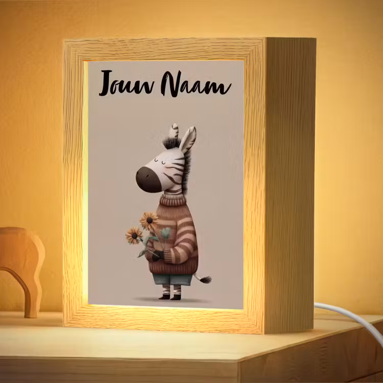 Nachtlampje met naam - Zebra - Zonnebloemen - Warm — 4