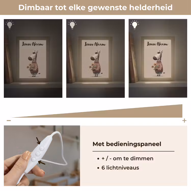 Nachtlampje met naam - Zebra - Zonnebloemen - Warm — 6