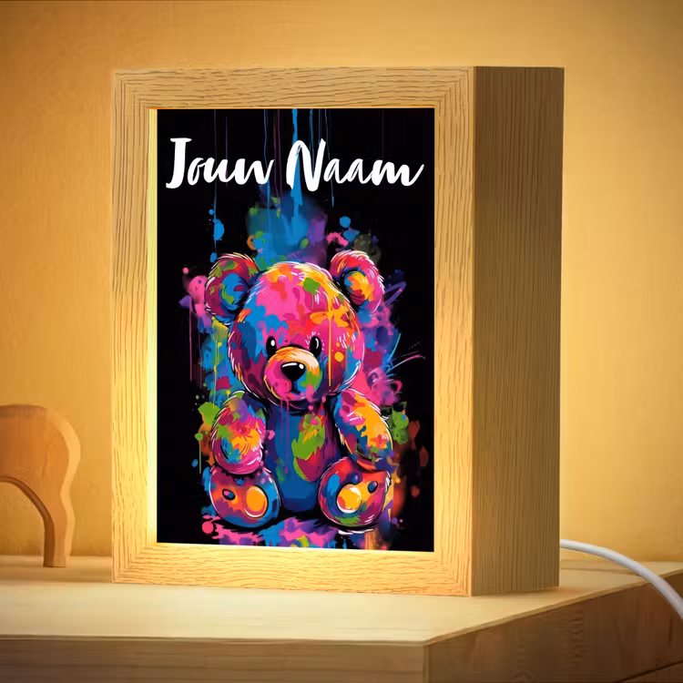 Nachtlampje met naam - Beer - Verf - Kleurrijk - Knuffeldier — 4