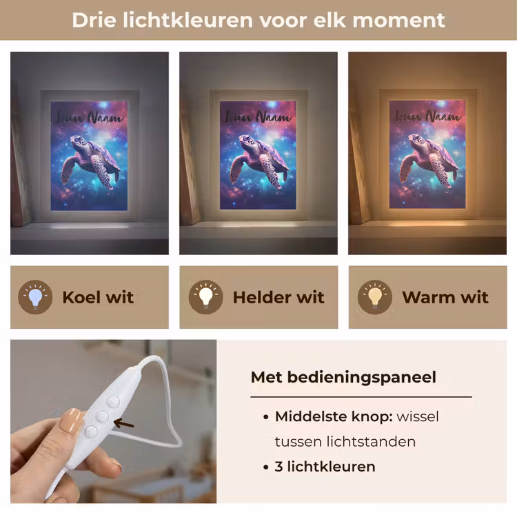 Nachtlampje met naam - Schildpad - Dier - Galaxy - Ruimte — 5