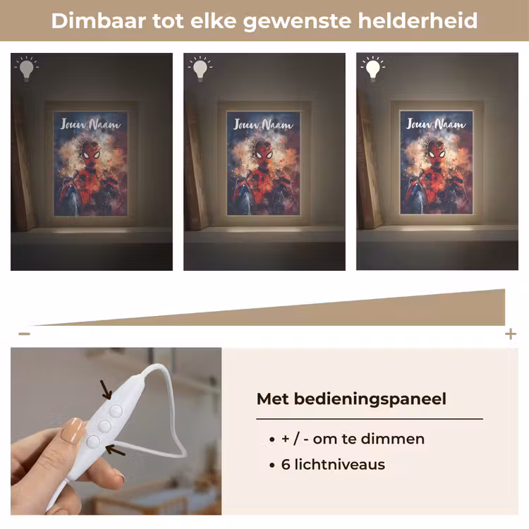 Nachtlampje met naam - Superheld - Jongens - Rook - Kleuren — 6