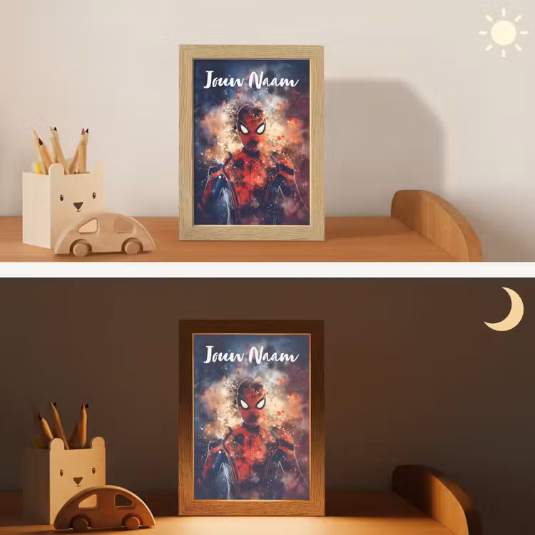 Nachtlampje met naam - Superheld - Jongens - Rook - Kleuren — 7