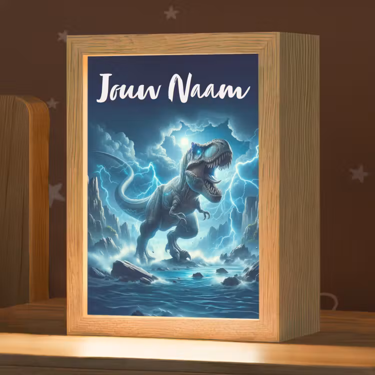 Nachtlampje met naam - Dino - Blauw - Jongens — 1