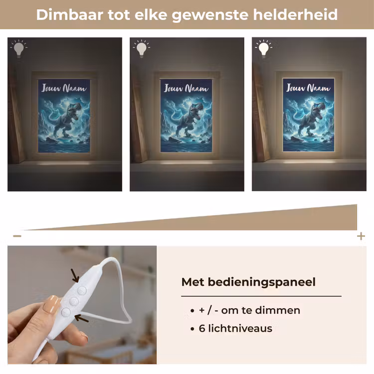 Nachtlampje met naam - Dino - Blauw - Jongens — 6