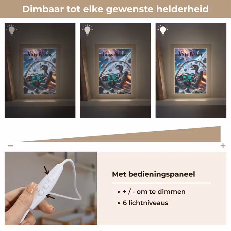 Nachtlampje met naam - Dino - Ruimte - Jongens — 6