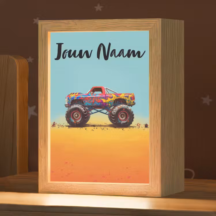 Nachtlampje met naam - Monstertruck - Graffiti - Jongens - Auto — 1