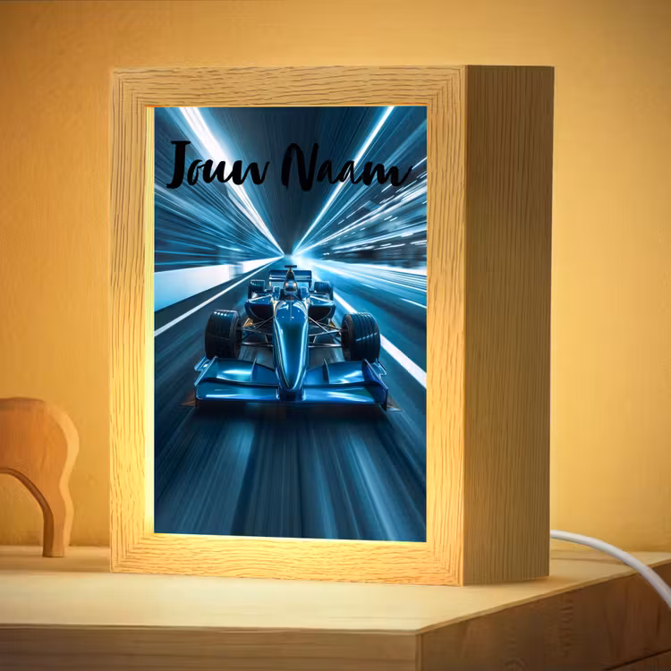 Nachtlampje met naam - Race - Auto - Formule 1 - Jongens - Blauw — 4