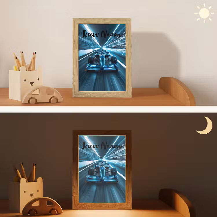 Nachtlampje met naam - Race - Auto - Formule 1 - Jongens - Blauw — 7