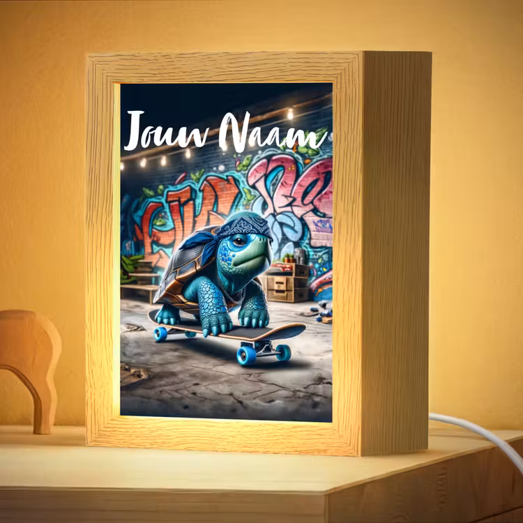 Nachtlampje met naam - Schildpad - Graffiti - Skateboard - Jongens — 4
