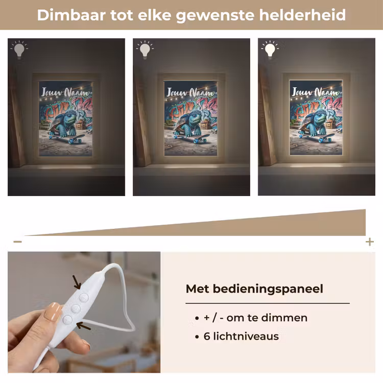 Nachtlampje met naam - Schildpad - Graffiti - Skateboard - Jongens — 6