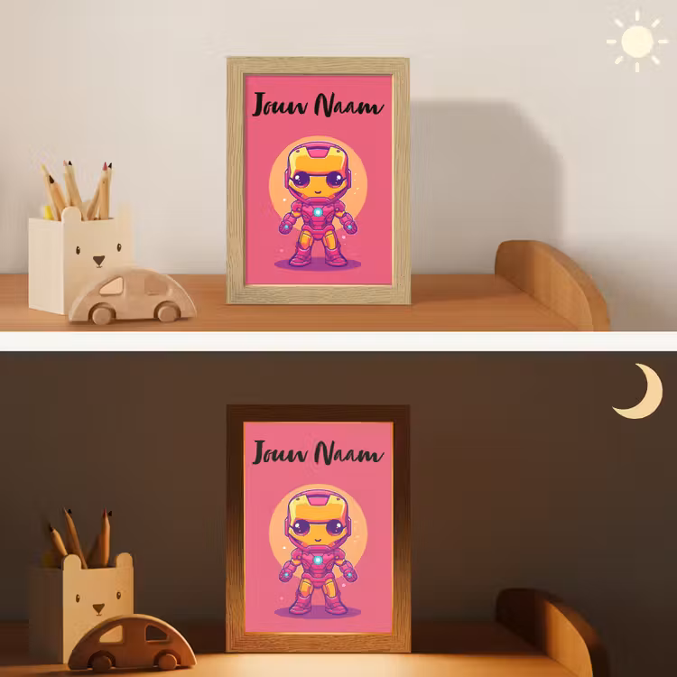 Nachtlampje met naam - Superheld - Jongens - Rood - Paars — 7