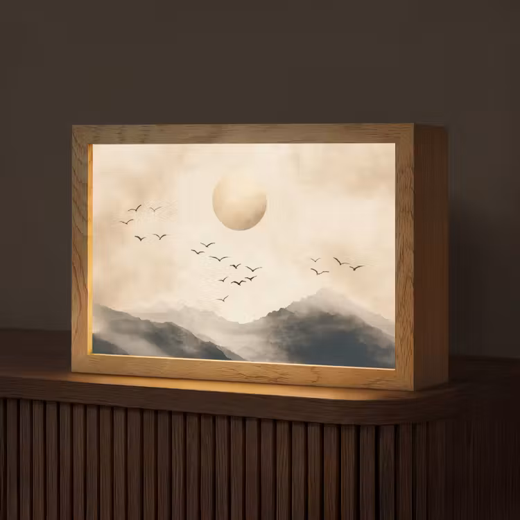 Tafellamp - Landschap - Japandi - vogel — 1
