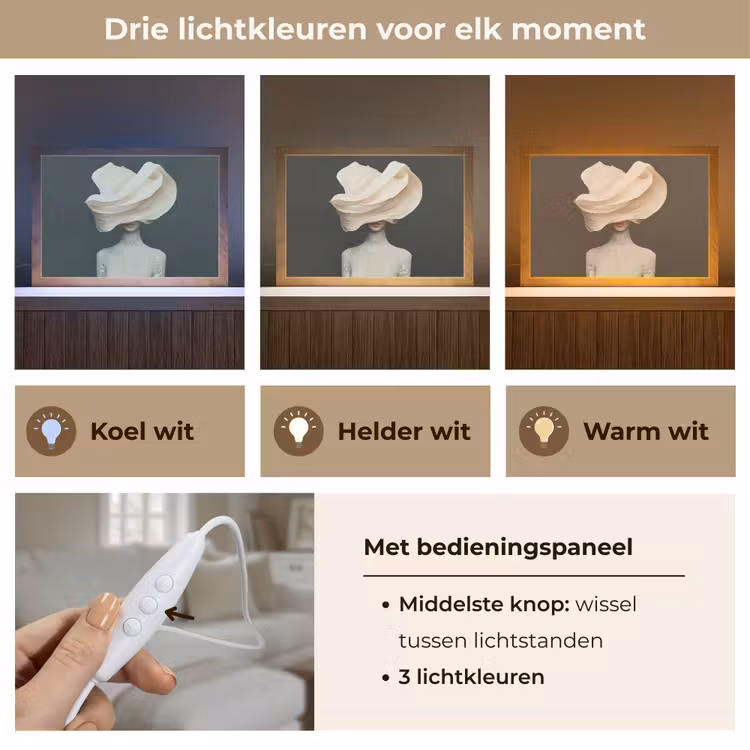 Tafellamp - Vrouw - Beige - hoed — 6