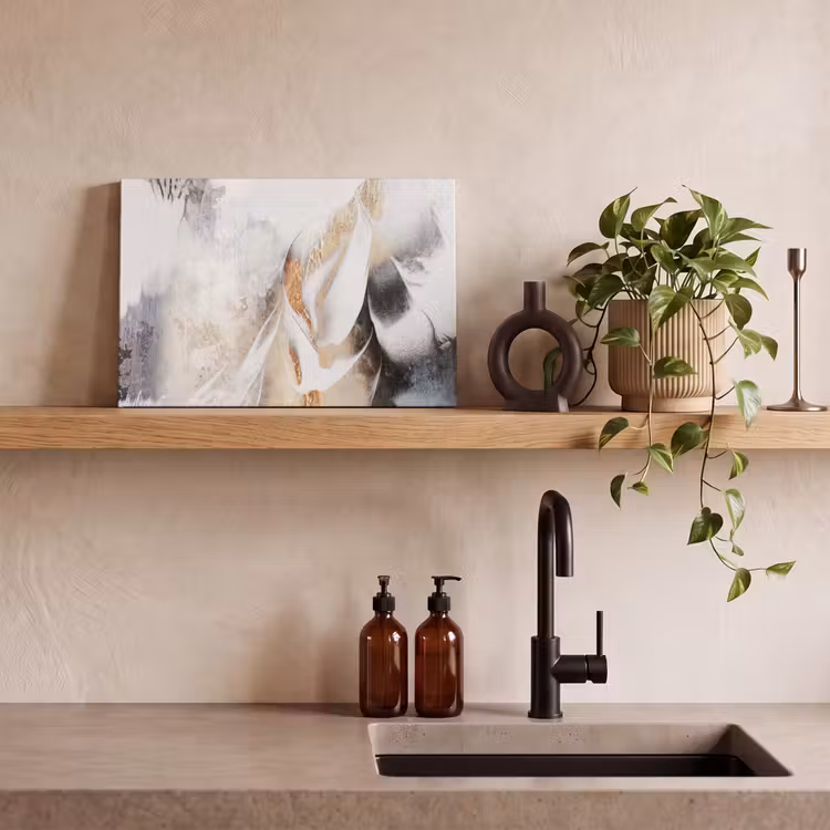 Canvas schilderij - Luxe - Abstract - Goud - Wit — 3