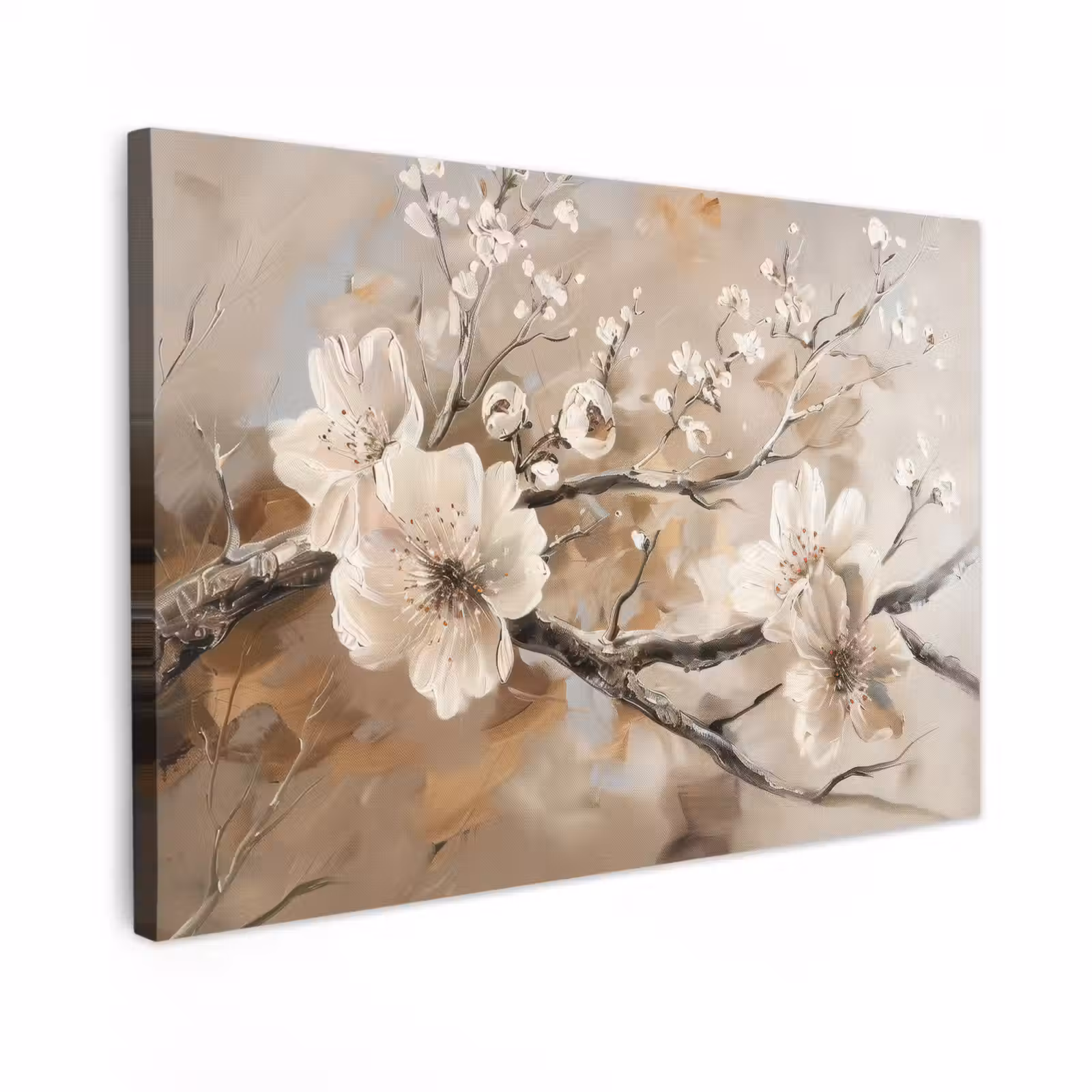 Canvas schilderij - Bloemen - Natuur - Wit - Bloesem - Abstract — 1