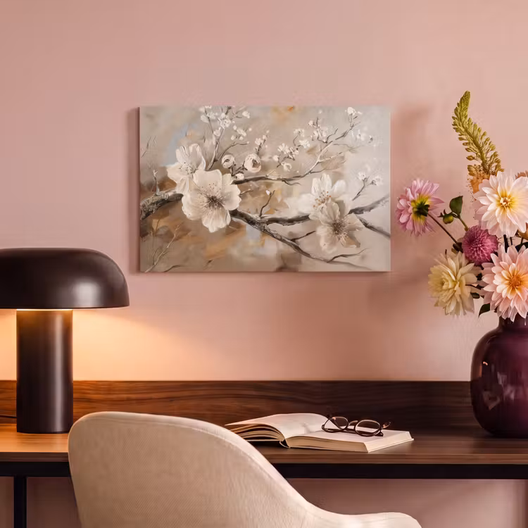 Canvas schilderij - Bloemen - Natuur - Wit - Bloesem - Abstract — 4