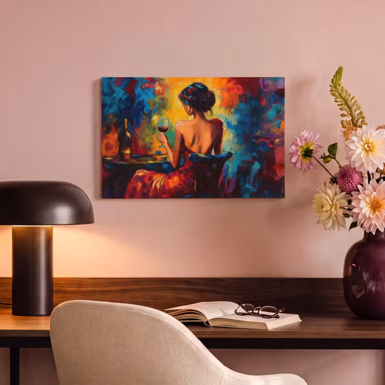 Canvas schilderij - Wijn - Vrouw - Sfeervol - Kleurrijk — 4