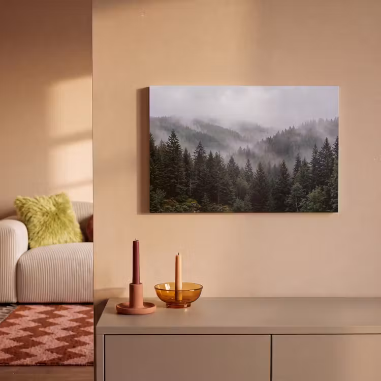 Canvas schilderij - Bos - Mist - Bomen - Natuur — 2