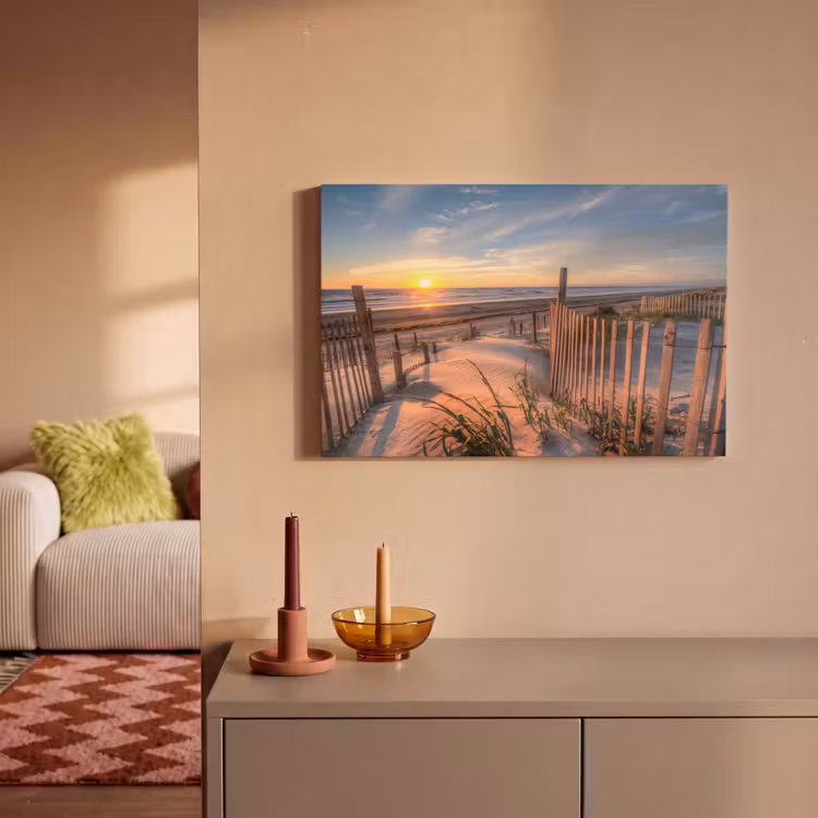 Canvas schilderij - Duin - Zonsondergang - Strand - Planten - Zee — 2