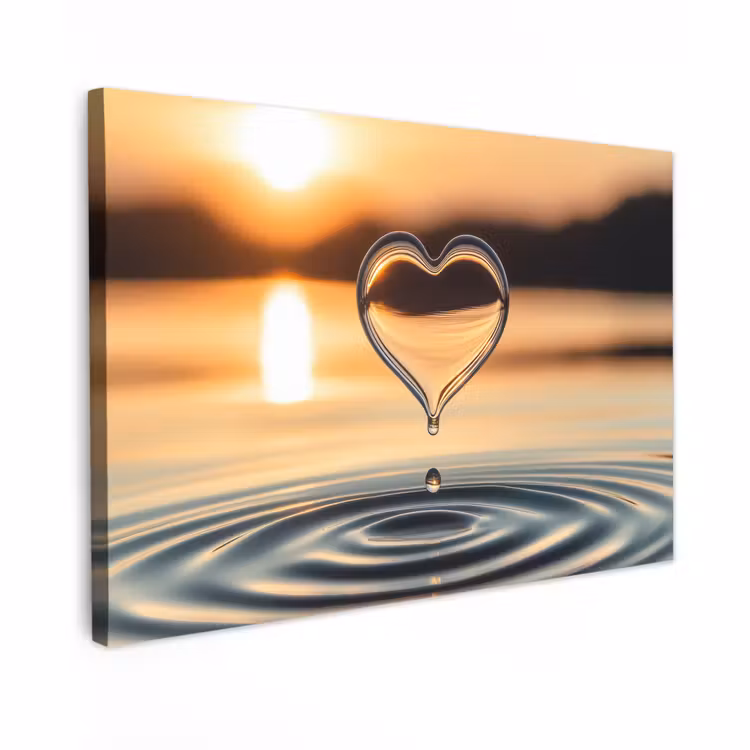 Canvas schilderij - Hart - Water - Zonsondergang - Natuur - Zen — 1