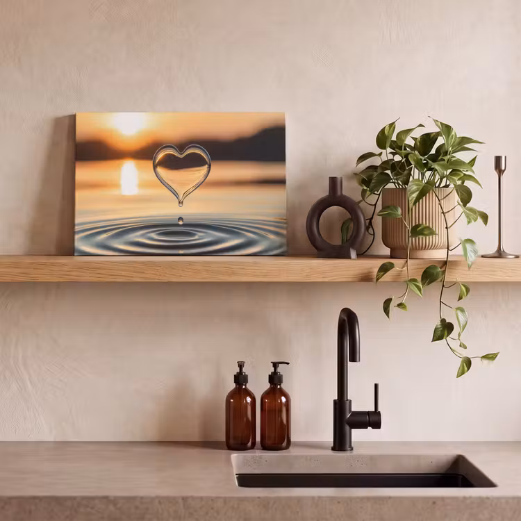 Canvas schilderij - Hart - Water - Zonsondergang - Natuur - Zen — 3