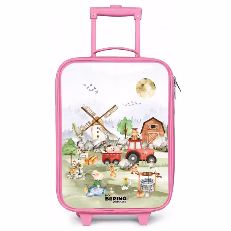 Kinderkoffer - Roze - dieren op een boederij — 1