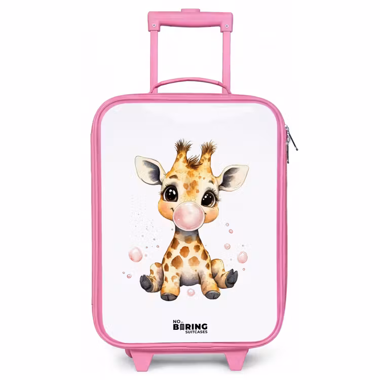 Kinderkoffer - Roze - Giraffe met roze kauwgombal — 1