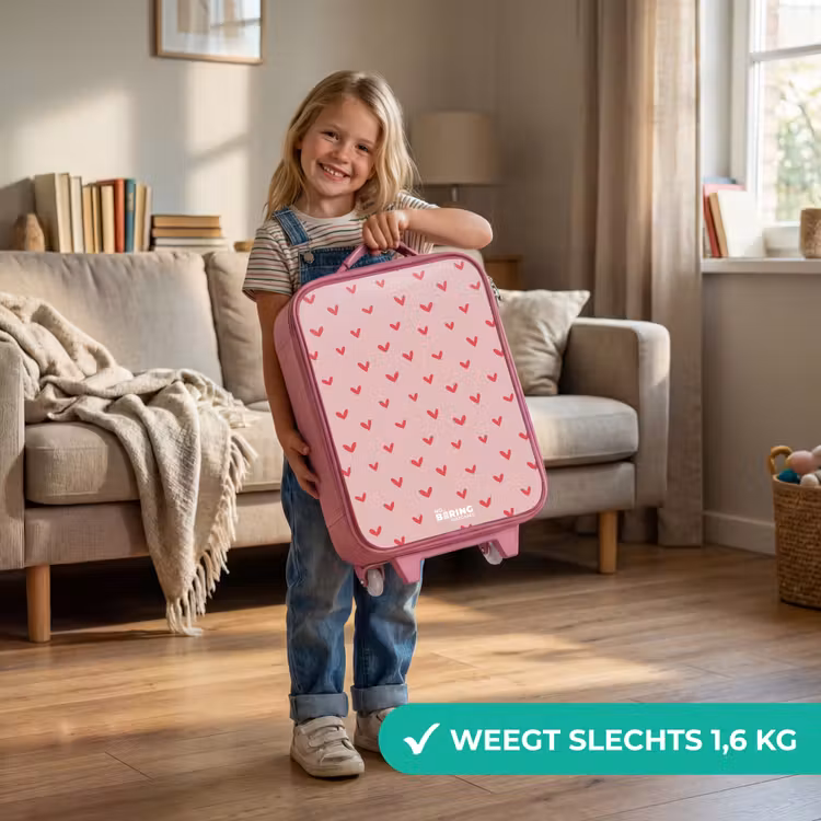 Kinderkoffer - Roze - Hartjespatroon met roze kleuren — 2