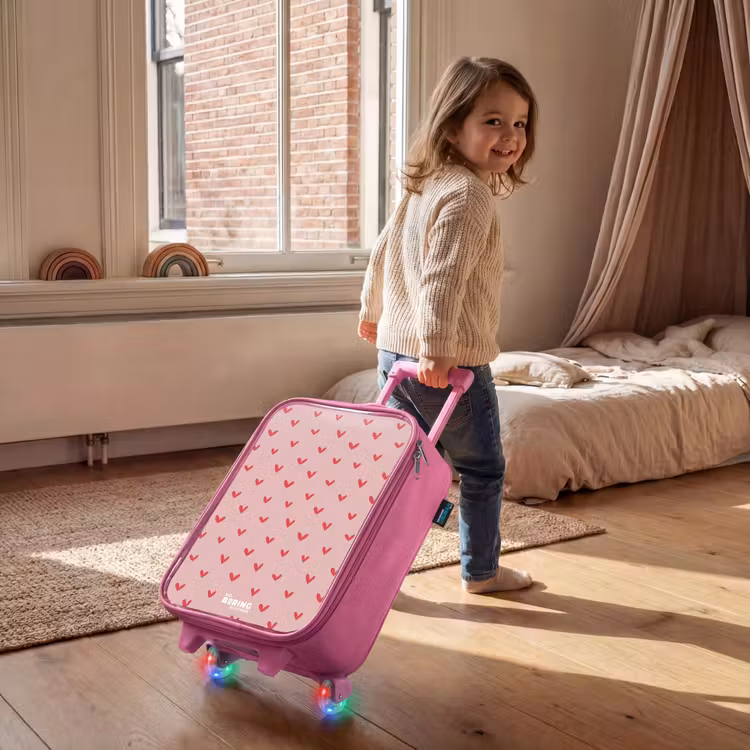 Kinderkoffer - Roze - Hartjespatroon met roze kleuren — 3