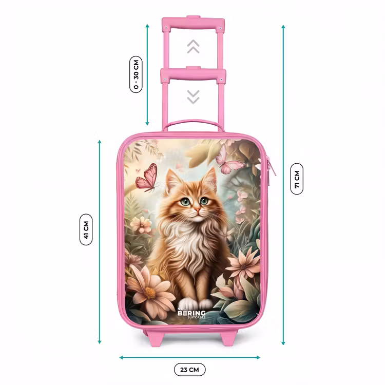 Kinderkoffer - Roze - Kat in bloemenveld met roze vlinders. — 5