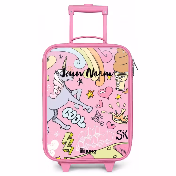 Kinderkoffer - Roze - Unicorn doodles — 1