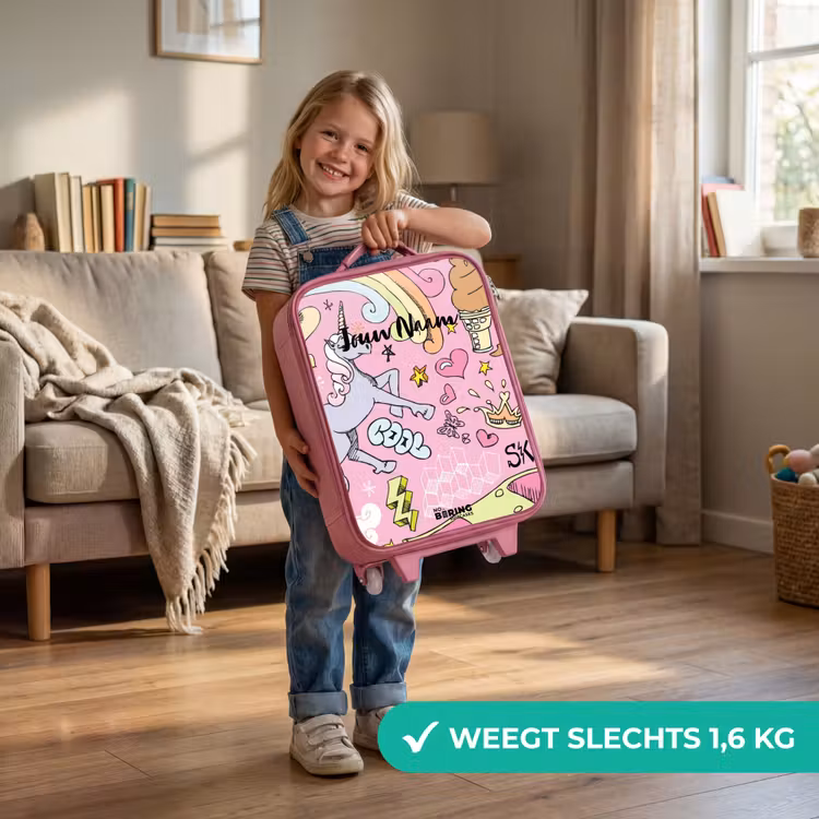 Kinderkoffer - Roze - Unicorn doodles — 2
