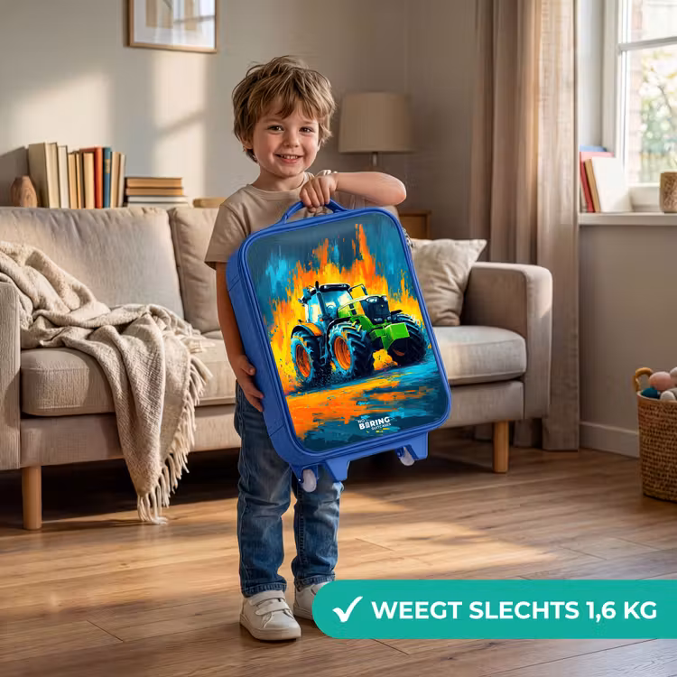 Kinderkoffer - Blauw - Tractor - Groen - Abstract - Penseelstreken — 2