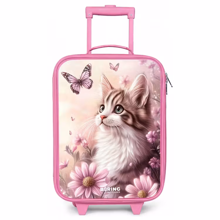 Kinderkoffer - Roze - Kat - Paars - Vlinders - Bloemen — 1