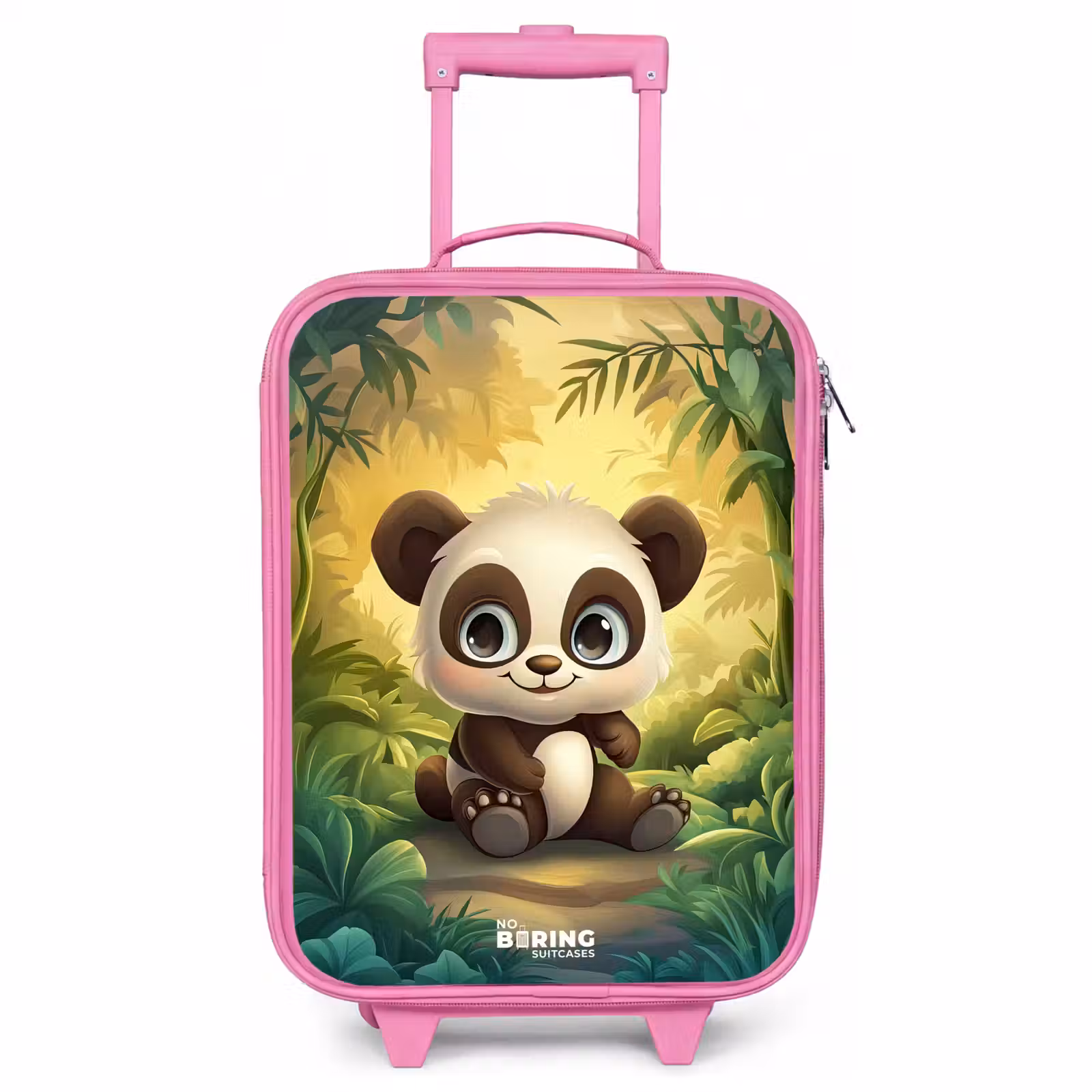 Kinderkoffer - Roze - Panda - Bamboebos - Groen — 1