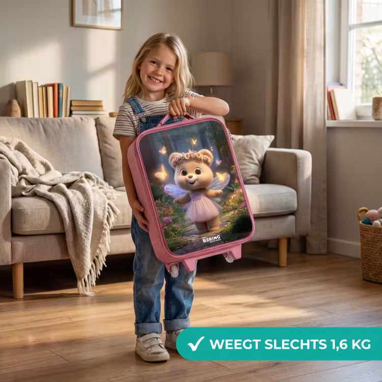 Kinderkoffer - Roze - Beer - Vlinders - Bos - Fairy — 2