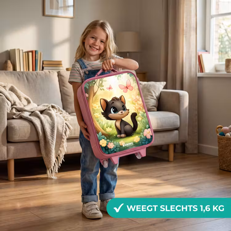 Kinderkoffer - Roze - Kat - Vlinder - Bloemen — 2