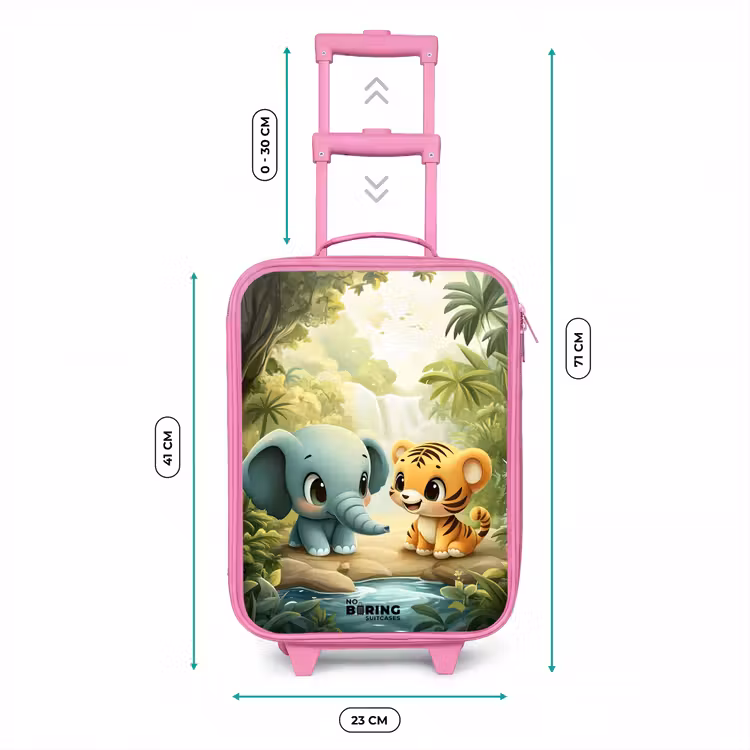 Kinderkoffer - Roze - Olifant - Tijger - Bos - Jungle — 5